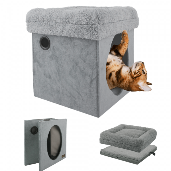 Cama Lamb Cat - 2 in 1 Cinza