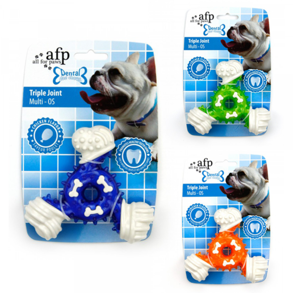 Brinquedo Cão Triple Joint Dental com sabor a frango 11 x 12.5 x 3 CM (Cores Sortidas)