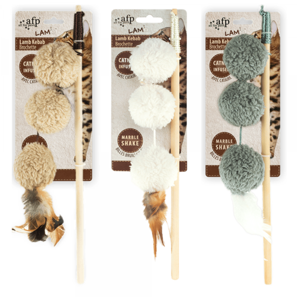 Brinquedo Gato Cana com Bolas Lamb (Castanho/Cinzento/Bege)