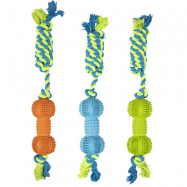 Flamingo Brinquedo Cao Dental Dumbbell Com Corda