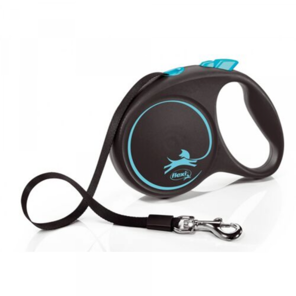 Flexi Trela Extensível Design Fita Azul M 5M - Até 25Kg