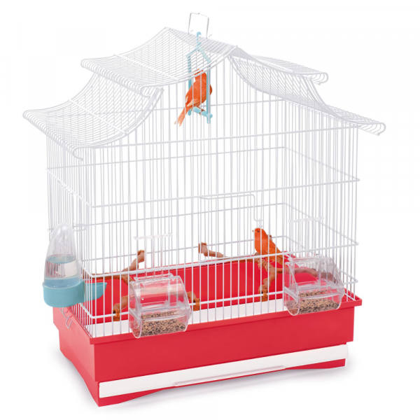 IMAC Gaiola para Aves Pagoda Branca/Vermelha 50 x 30 x 53 CM