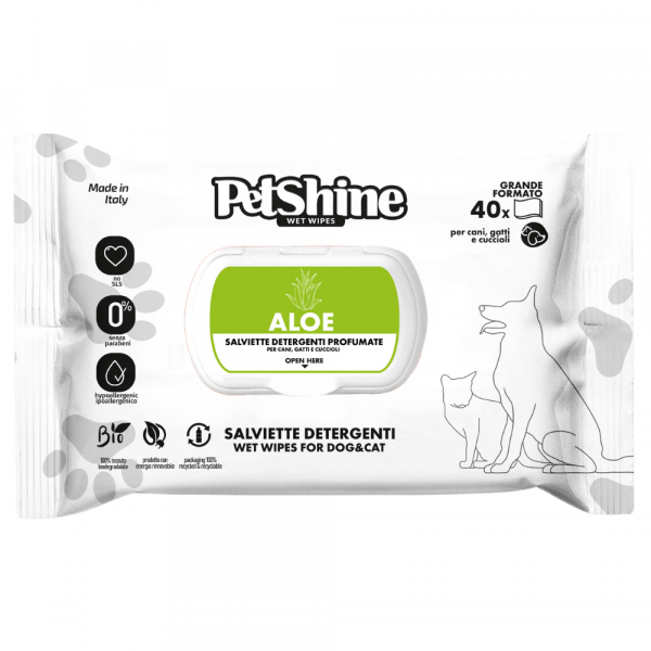 Petshine Toalhitas com fragrância Aloe Vera - 40 UND