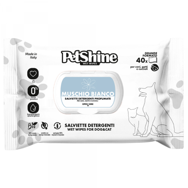 Petshine Toalhitas com fragrância White Musk - 40 UND