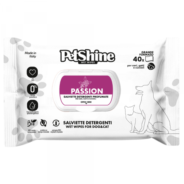 Petshine Toalhitas com fragrância Passion - 40 UND