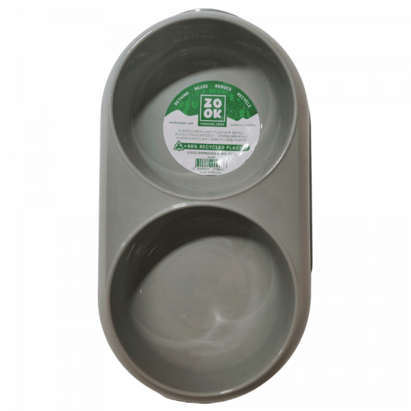 Comedouro duplo de plástico reciclado