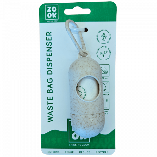 Dispensador de sacos para excrementos com 15 sacos de base vegetal