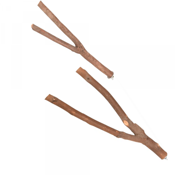 Poleiro Madeira Castanho Natural 42 CM