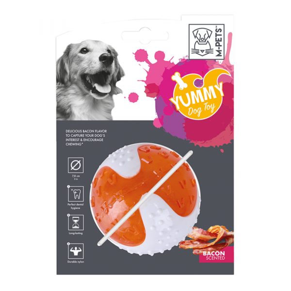 Brinquedo Cão Yummy Bola C/ Sabor a Bacon 7,8 CM