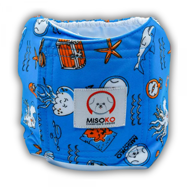 Fraldas Reutilizáveis For Male Dogs With Octopus Blue
