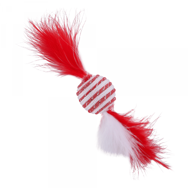 Brinquedo Natal Gato 7 CM + Bola com Plumas 4 CM